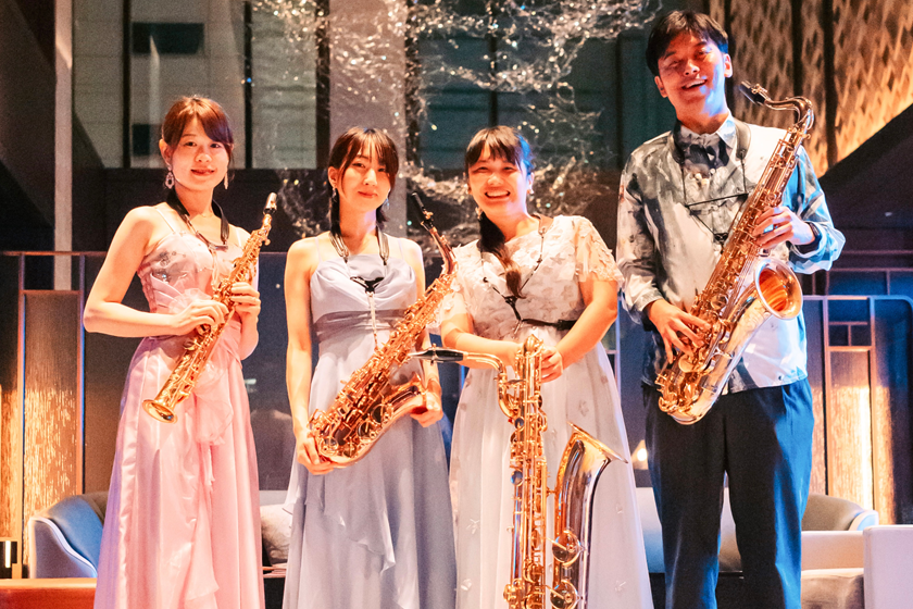 Anne Saxophone Quartet, サックス, 岡田惟輝, ピアノ, ボーカル, 竹芝・浜松町のホテル：メズム東京のショーケース